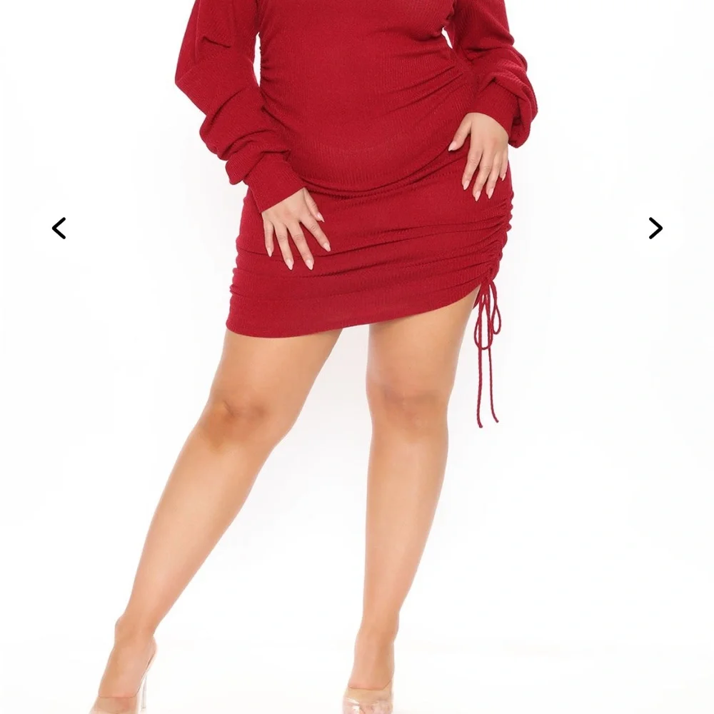 Red Ribbed Knit Sweater - Picture 5 of 6